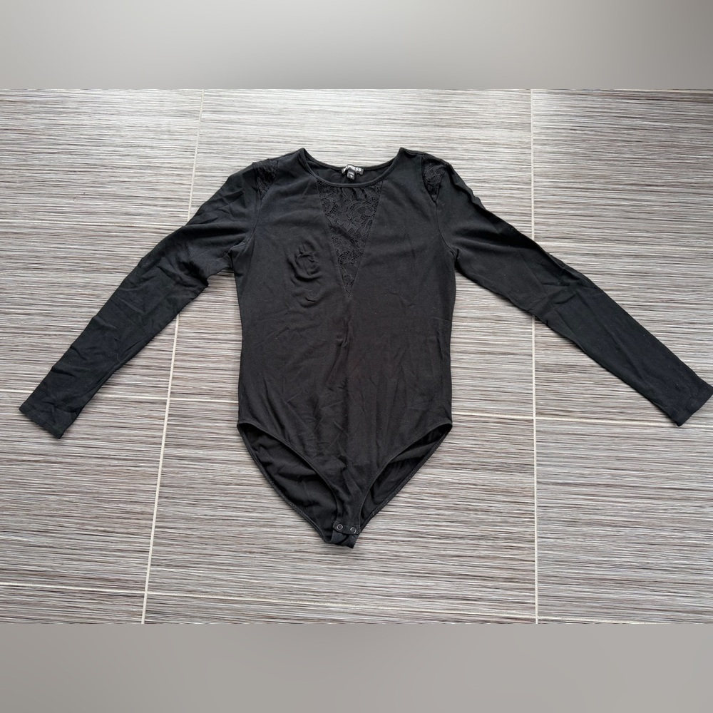 Express black bodysuit with lacy inserts size medium NWOT